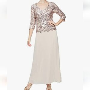 Alex Evening. Elegant Sequin Evening Gown. Size 14. NWT